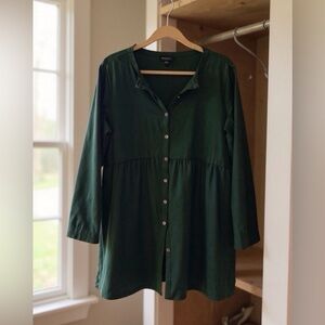 J.Jill Button-Down Tunic | M Petite Forest Green EUC long sleeve